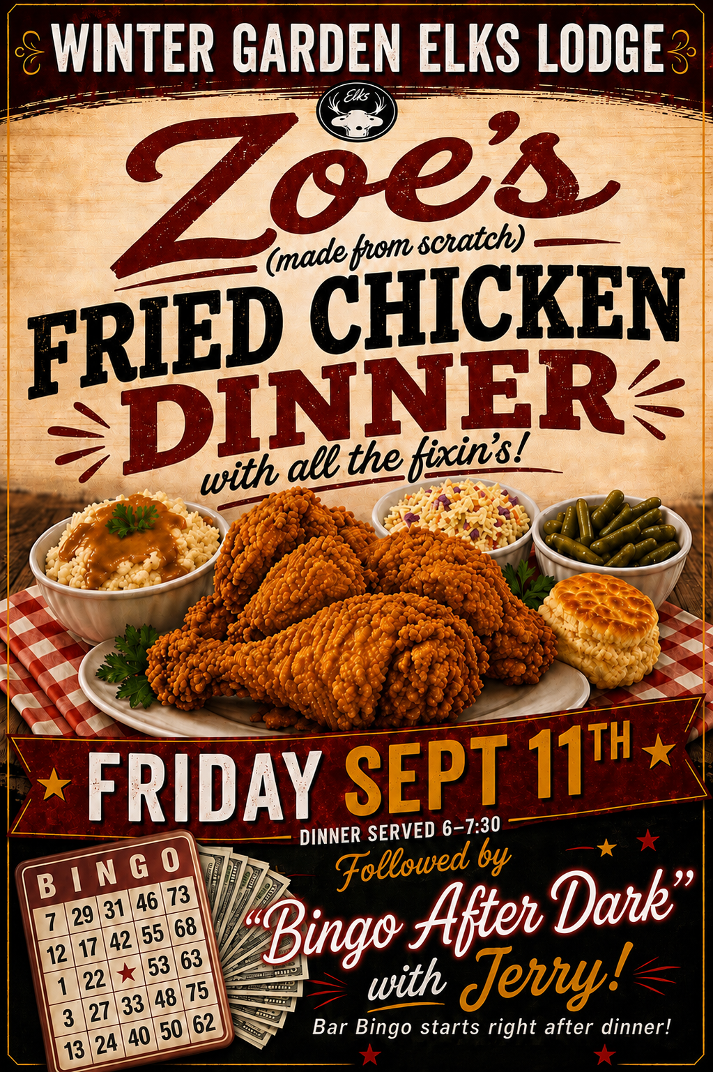 Zoe’s Fried Chicken Dinner - Follower by Bingo